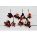  Set of 8 bobby pins in rust burgundy white color scheme. Hair accessories. Flower accessories for wedding.  0056 EU UK