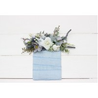 Pocket boutonniere in dusty blue white color scheme. Flower accessories. 0065 EU UK 