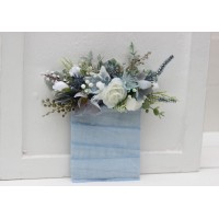 Pocket boutonniere in dusty blue white color scheme. Flower accessories. 0065 EU UK 