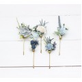  Set of  5 bobby pins in  dusty blue white  color scheme. Hair accessories. Flower accessories for wedding.  0055 EU UK