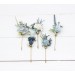  Set of  5 bobby pins in  dusty blue white  color scheme. Hair accessories. Flower accessories for wedding.  0055 EU UK