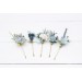  Set of  5 bobby pins in  dusty blue white  color scheme. Hair accessories. Flower accessories for wedding.  0055 EU UK