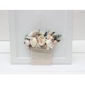 Pocket boutonniere in white cream blush pink color scheme. Flower accessories. 0058 EU UK