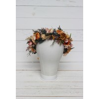  Orange rust peach crown. Hair wreath. Flower girl crown. Wedding flowers. 0001 EU UK