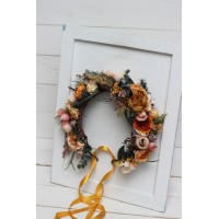  Orange rust peach crown. Hair wreath. Flower girl crown. Wedding flowers. 0001 EU UK