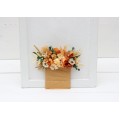 Pocket boutonniere in terracotta rust mustard ivory color scheme. Flower accessories. 0062 EU UK