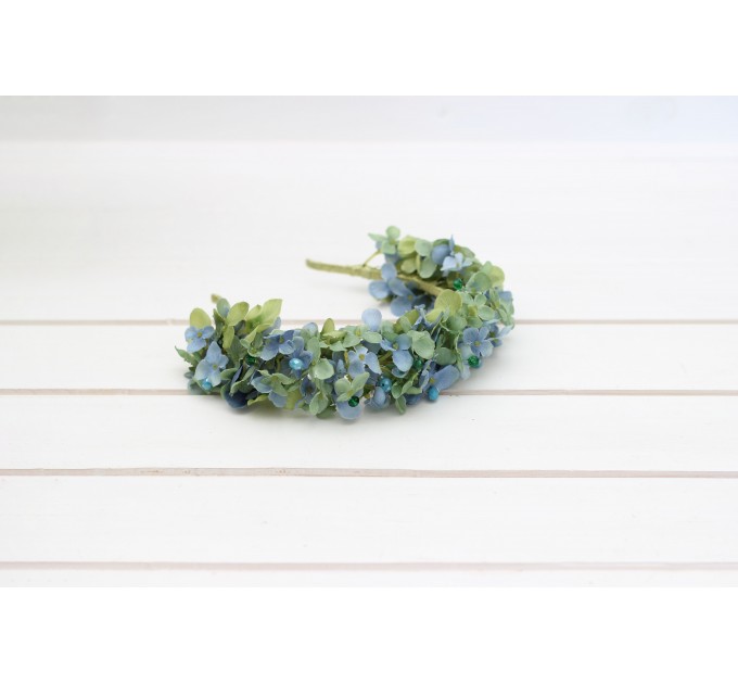 Dusty blue sage green flower crown. Bridal flower crown. Flower girl crown. Wedding flowers. 5344