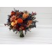 Wedding bouquets in rust orange burgundy navy blue colors. Bridal bouquet. Cascading bouquet. Faux bouquet. Bridesmaid bouquet. 0043