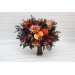 Wedding bouquets in rust orange burgundy navy blue colors. Bridal bouquet. Cascading bouquet. Faux bouquet. Bridesmaid bouquet. 0043