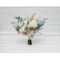 Bouquet in blue white beige color theme. Bridal bouquet. Faux bouquet. Bridesmaid bouquet. Wildflowers bouquet. 5345