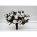 Bouquets in Blush pink burgundy black white brown color theme. Bridal bouquet. Faux bouquet. Bridesmaid bouquet. Moody wedding. 5346