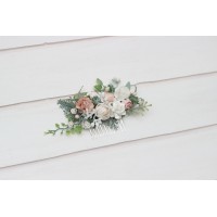 Flower comb in white blush pink color scheme. Wedding accessories for hair. Bridal flower comb. Bridesmaid floral comb. 5347