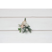  Wedding boutonniere  in white blush pink color scheme. Flower accessories. Groom boutonniere. 5347