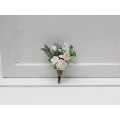  Wedding boutonniere  in white blush pink color scheme. Flower accessories. Groom boutonniere. 5347