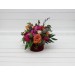 Emerald green orange pink magenta centerpiece. Jewel-tone wwdding. Table decor. Wedding flowers in box. 5127