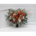 Bouquets in burnt orange ivory sage green color theme. Bridal bouquet. Faux bouquet. Bridesmaid bouquet. 5348