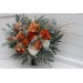 Bouquets in burnt orange ivory sage green color theme. Bridal bouquet. Faux bouquet. Bridesmaid bouquet. 5348