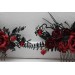 Black, Red, and Burgundy Gothic Hair Combs with Artificial Flowers and Spider Bead