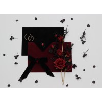 Gothic bobby pin set with black, red, and burgundy artificial flowers and spider bead – Dark Elegance Accessorie  5349