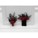 Black, Red, and Burgundy Gothic Boutonnieres with Artificial Flowers and Spider Bead