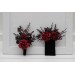 Black, Red, and Burgundy Gothic Boutonnieres with Artificial Flowers and Spider Bead