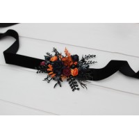 Black rust navy blue and burgundy  flower belt for wedding. Floral sash. Bridal belt. Flower girl belt. Maternity belt. 5351