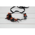 Flower Crown in Black, Rust, Navy Blue, and Burgundy for Weddings