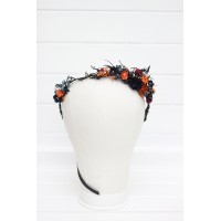 Black rust navy blue and burgundy flower crown. Hair wreath. Flower girl crown. Wedding flowers. 5351