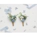 Elegant dusty blue & white wedding accessories – Boutonnieres