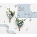 Elegant dusty blue & white wedding accessories – Boutonnieres