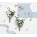 Elegant dusty blue & white wedding accessories – Boutonnieres