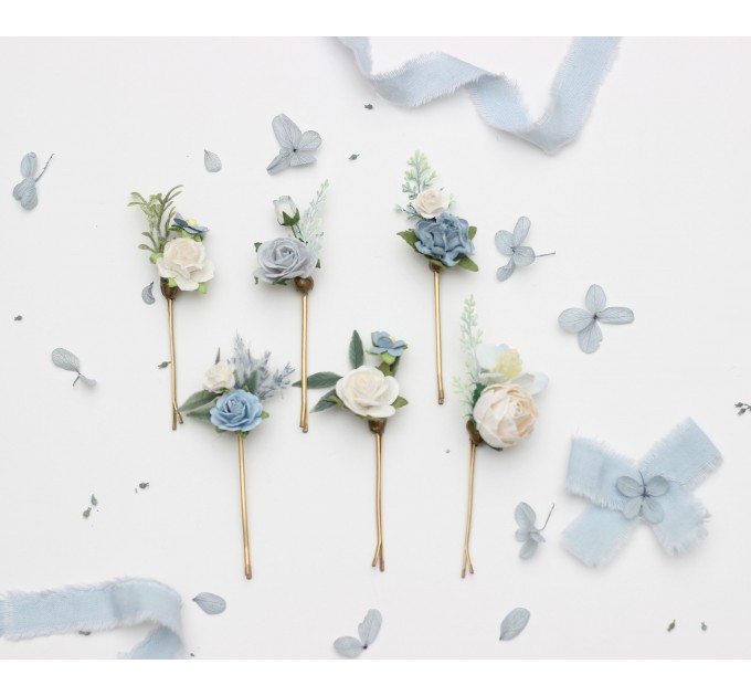 Elegant Dusty Blue & White Wedding Accessories – Bobby Pins