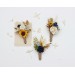 Wedding Boutonnieres with Sunflowers in Navy Blue, Cream, and Dusty Blue