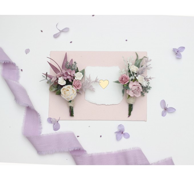 Charming  Purple, Lavender & White Wedding Accessories – Boutonnieres