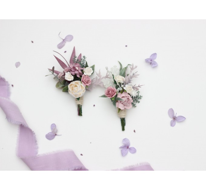 Charming  Purple, Lavender & White Wedding Accessories – Boutonnieres