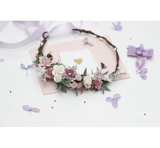 Charming Lilac, Lavender & White Wedding Accessories – Flower crown