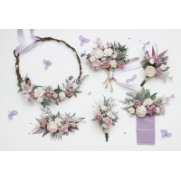  Lilac wedding boutonnieres. Flower accessories for groom and groomsmen. 5292