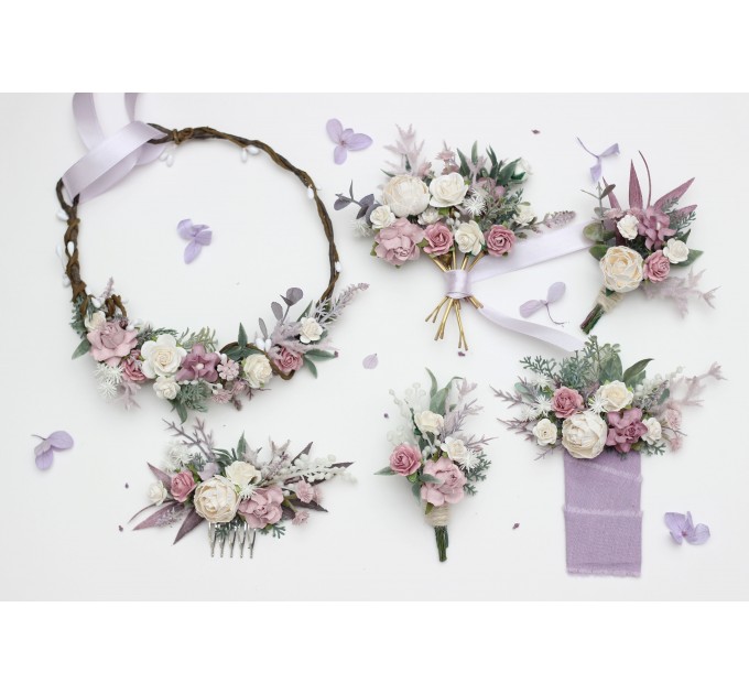 Charming  Purple, Lavender & White Wedding Accessories – Boutonnieres