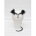 Gothic Black Flower Crown - Witch Tiara with Ribbon and Black Gem