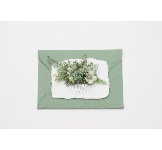 Sage Green Flower Comb and Hair Pins Set – Perfect for Colorful Bridesmaid Dresses