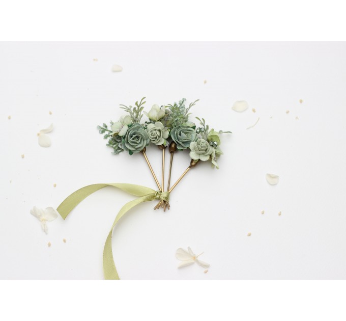 Sage Green Flower Comb and Hair Pins Set – Perfect for Colorful Bridesmaid Dresses