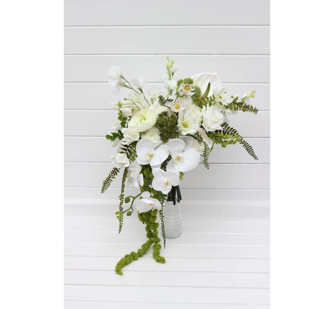 Elegant White and Green Bouquets – Bridal and Bridesmaid Faux Flowers