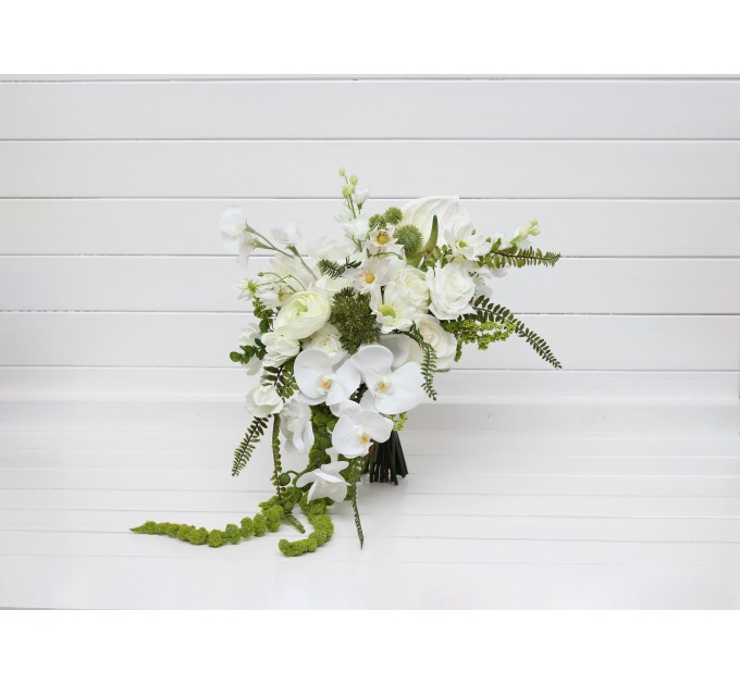 Elegant White and Green Bouquets – Bridal and Bridesmaid Faux Flowers