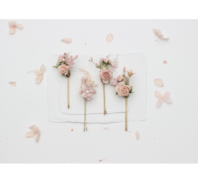 Blush Pink Flower Comb and Hair Pins Set – Perfect for Colorful Bridesmaid Dresses