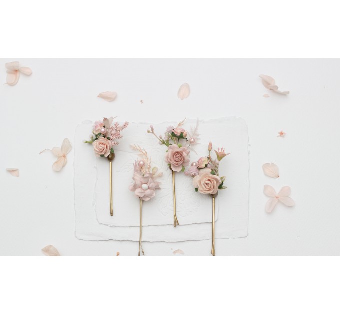 Blush Pink Flower Comb and Hair Pins Set – Perfect for Colorful Bridesmaid Dresses