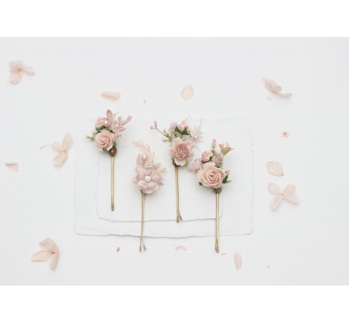 Blush Pink Flower Comb and Hair Pins Set – Perfect for Colorful Bridesmaid Dresses