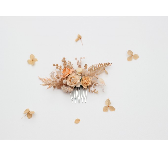 Pale Peach Hair Comb and Floral Pins Set – Perfect for Colorful Bridesmaid Dresses