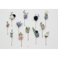 Set of hair pins in white, dusty blue, navy blue, and blush pink colors. Hair accessories. Flower accessories for weddings. Bridesmaid gift.  5363