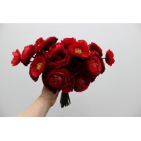 Red wedding bouquet. Bridal bouquet. Faux bouquet. Bridesmaid bouquet. 5365