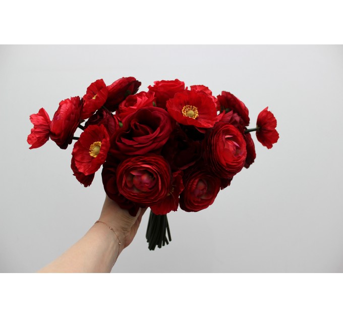 Elegant Red Wedding Bouquet – Faux Bridal Bouquet for Brides & Bridesmaids